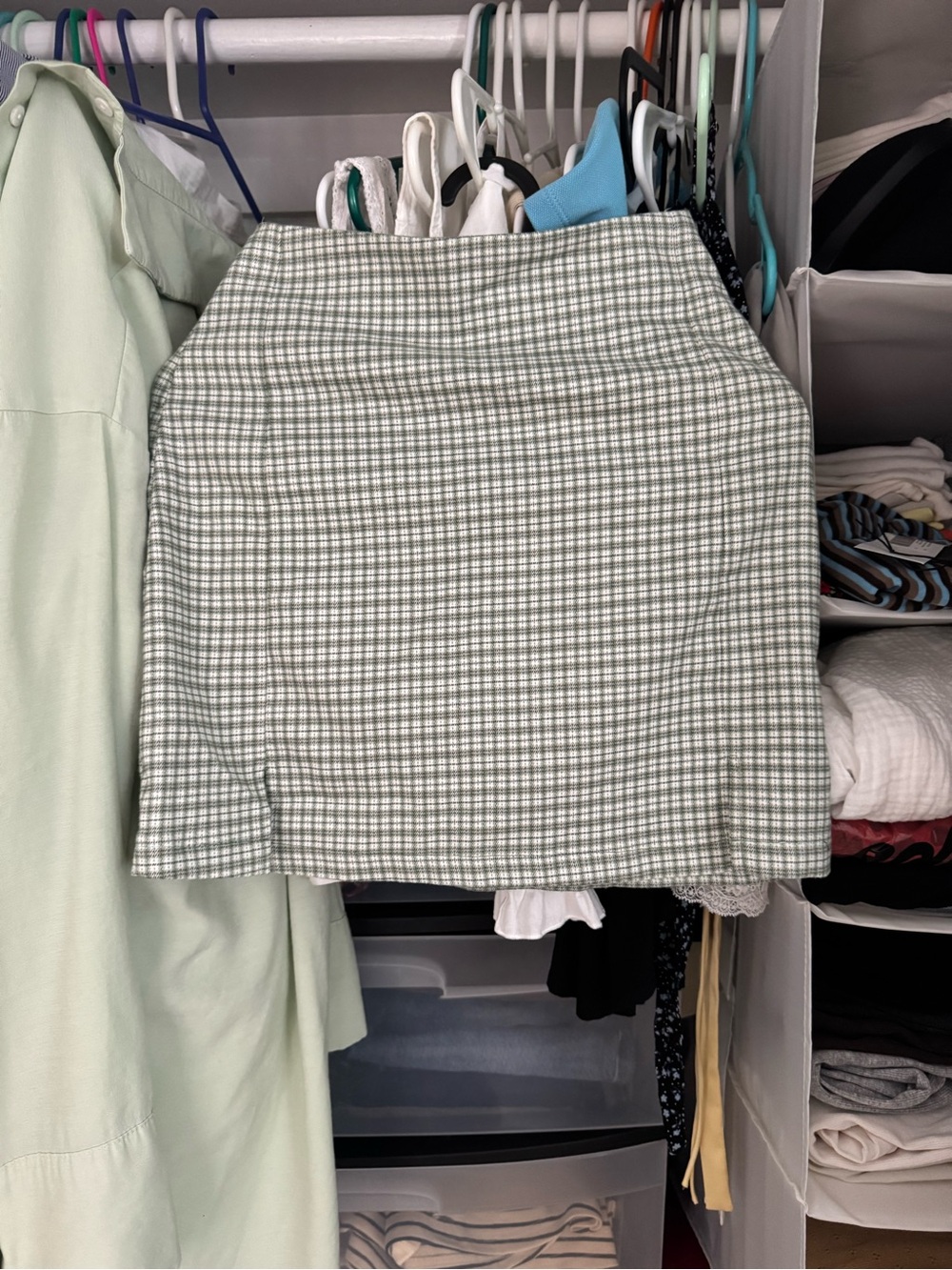 Brandy Melville- Green Plaid Mini Skirt